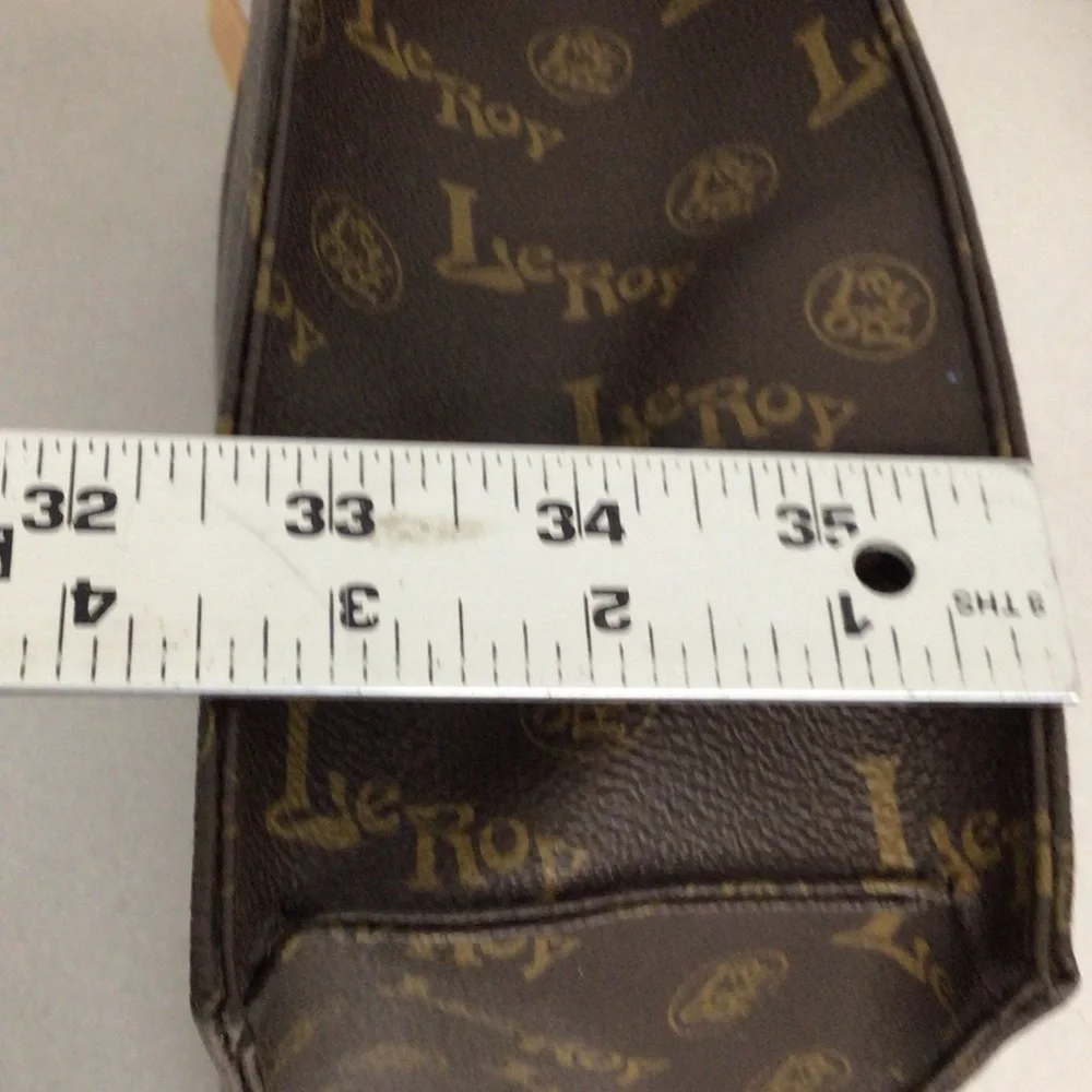 LEROY BROWN TOTE HANDBAG VINTAGE OLD STOCK NEW LOGO LEATHER TRIM 13 X 11 X 3